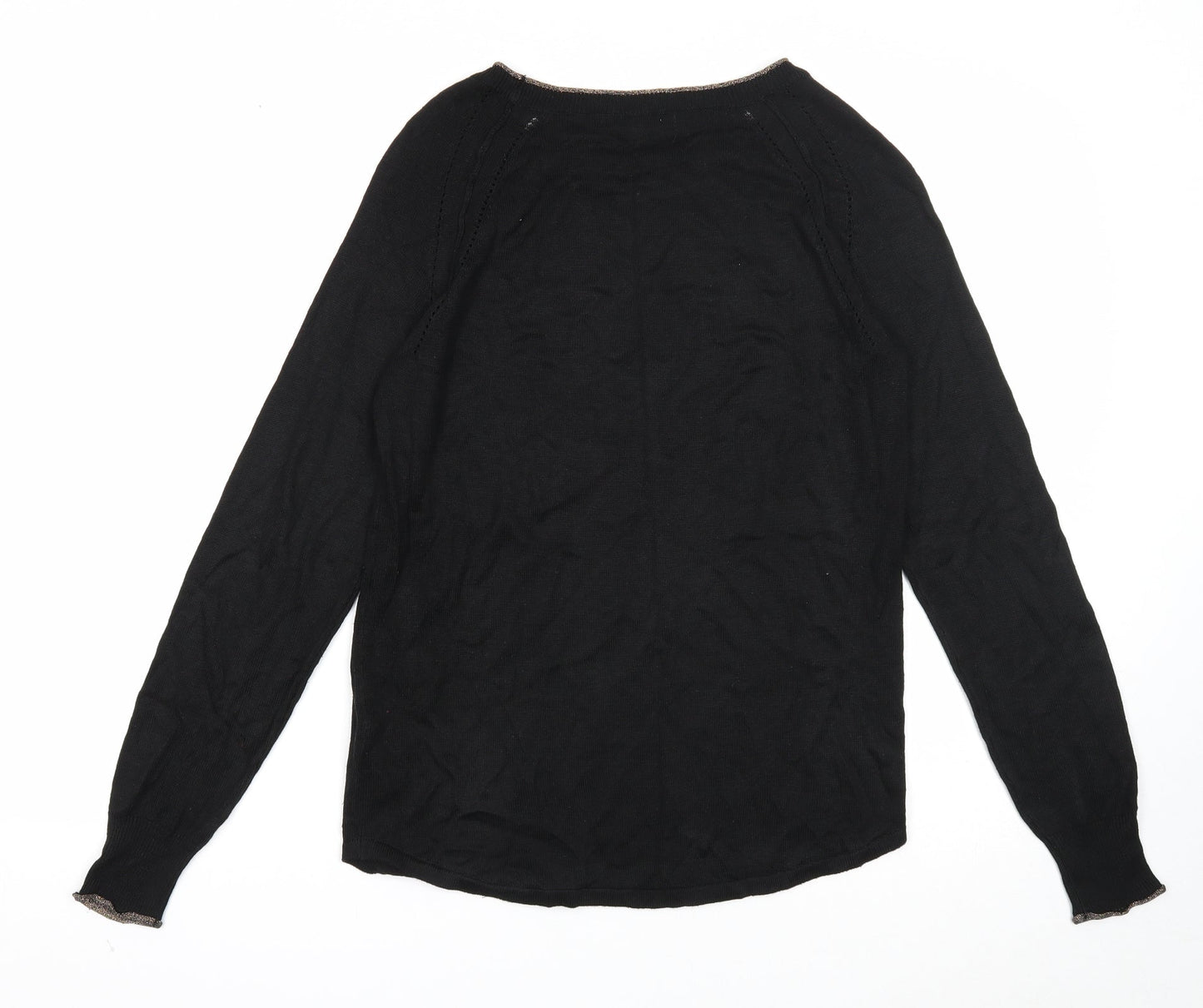 NEXT Womens Black Round Neck Viscose Pullover Jumper Size 10