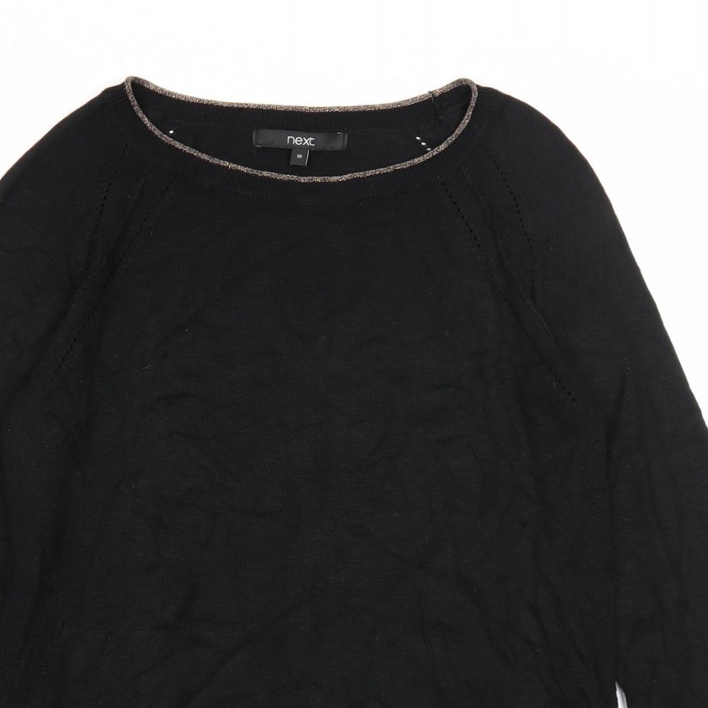 NEXT Womens Black Round Neck Viscose Pullover Jumper Size 10
