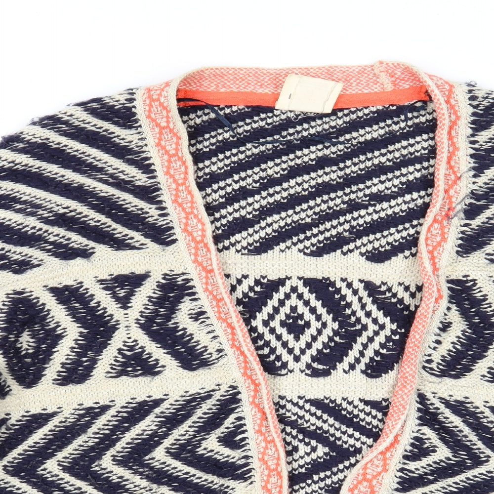 Pins & Needles Womens Beige V-Neck Geometric Acrylic Cardigan Jumper Size XS