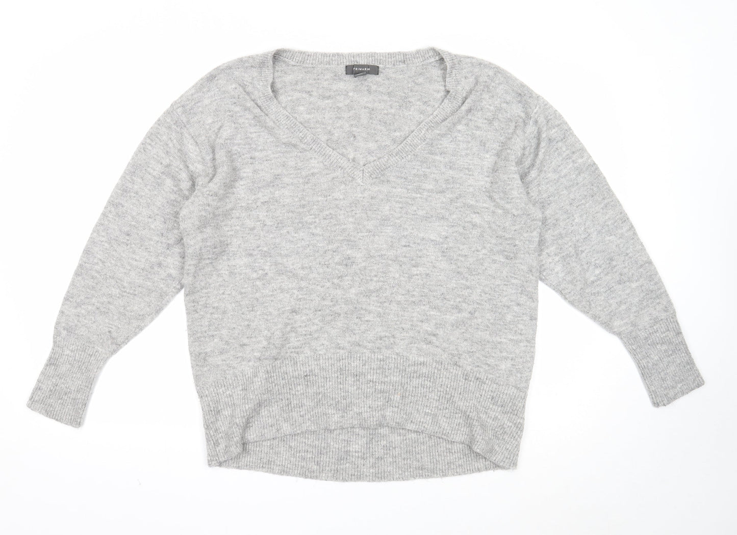 Primark Womens Grey V-Neck Acrylic Pullover Jumper Size L