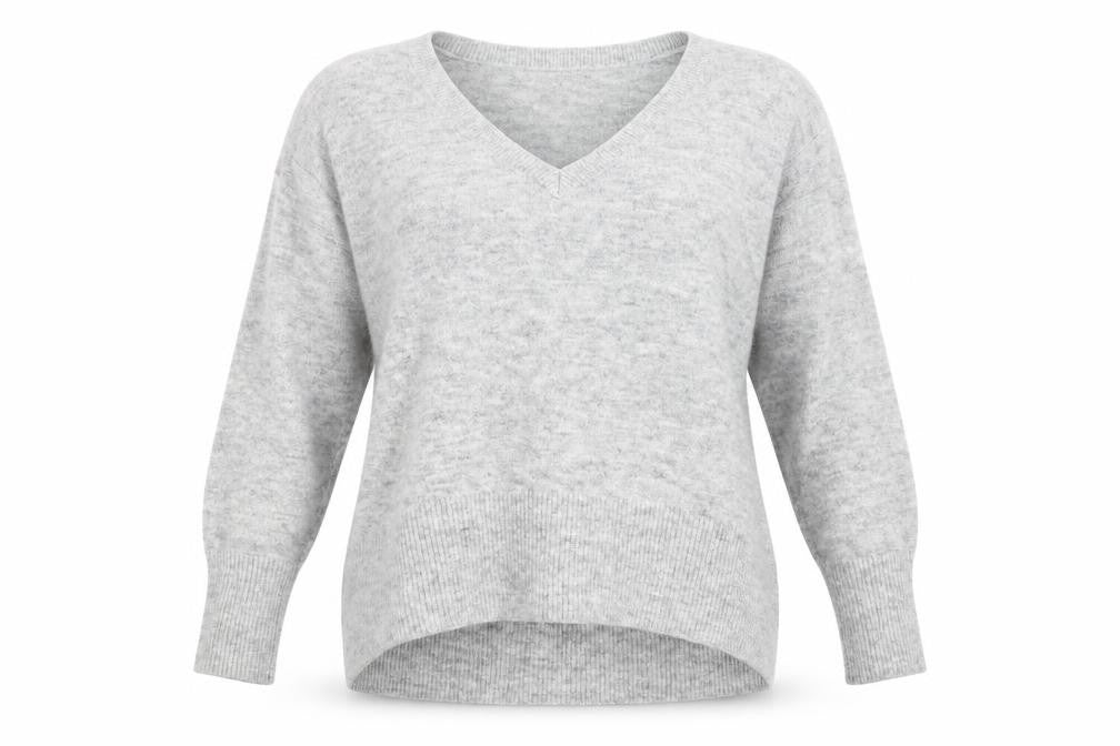 Primark Womens Grey V-Neck Acrylic Pullover Jumper Size L