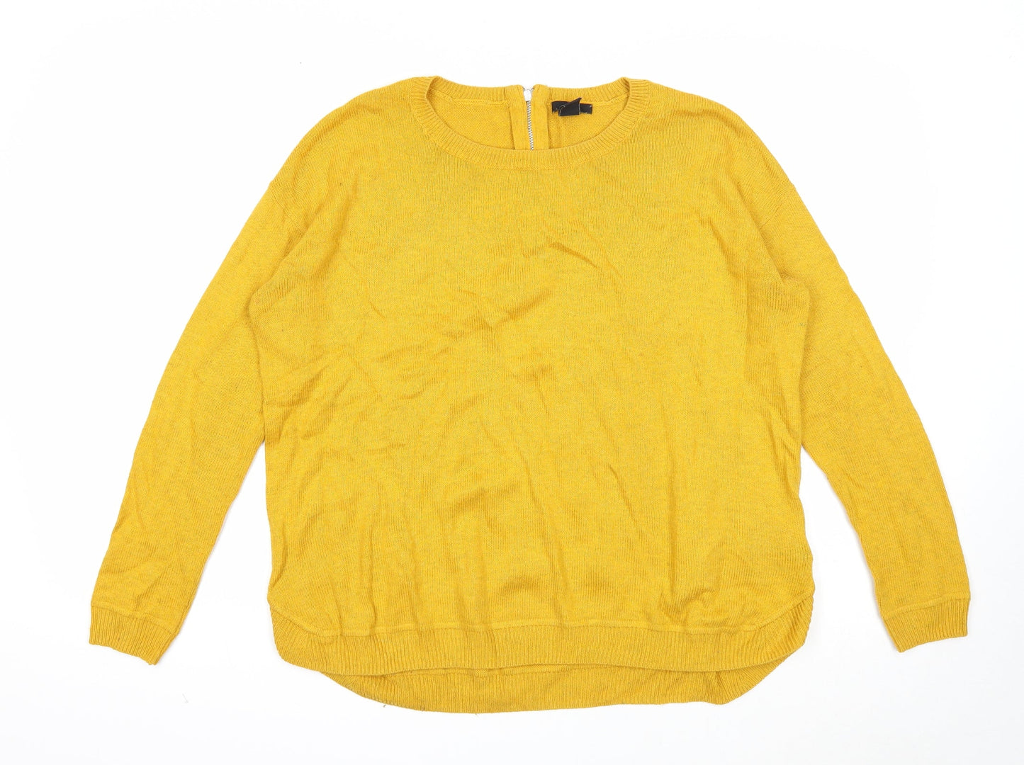 H&M Womens Yellow Round Neck Acrylic Pullover Jumper Size M