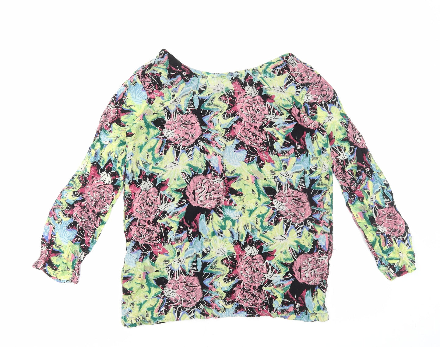 French Connection Womens Multicoloured Floral Viscose Basic Blouse Size S Boat Neck