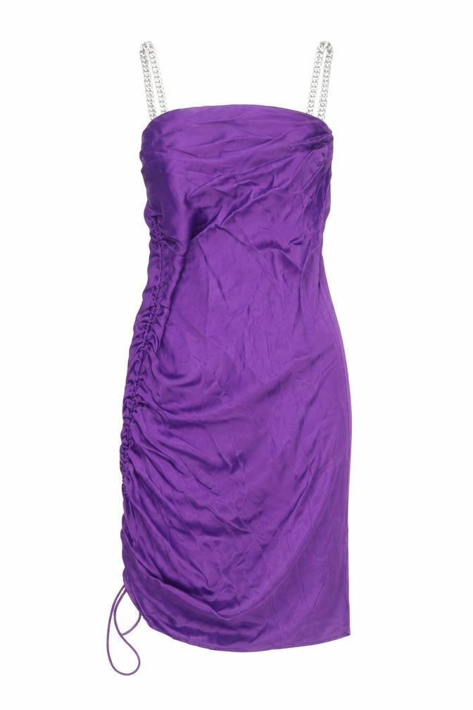 Zara Womens Purple Polyester Sheath Size S Cowl Neck Pullover - Chain Straps
