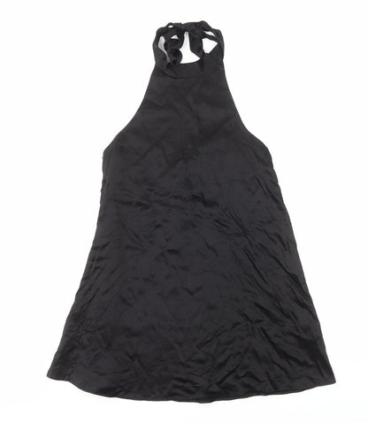 Zara Womens Black Polyester Trapeze & Swing Size S Halter Button