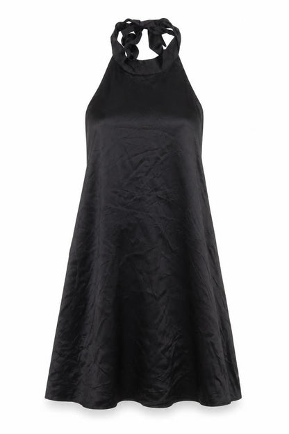 Zara Womens Black Polyester Trapeze & Swing Size S Halter Button