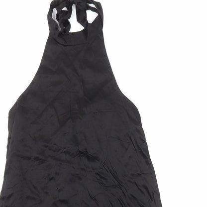 Zara Womens Black Polyester Trapeze & Swing Size S Halter Button