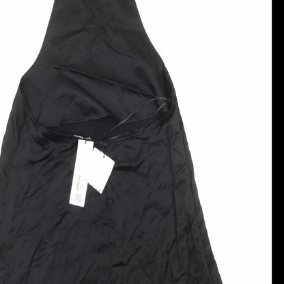 Zara Womens Black Polyester Trapeze & Swing Size S Halter Button