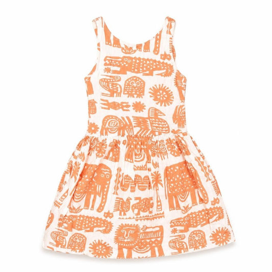 Topshop Womens Orange Geometric Viscose Fit & Flare Size 8 Scoop Neck Zip