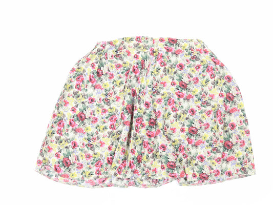 Preworn Womens Multicoloured Floral Viscose Skater Skirt Size M Zip