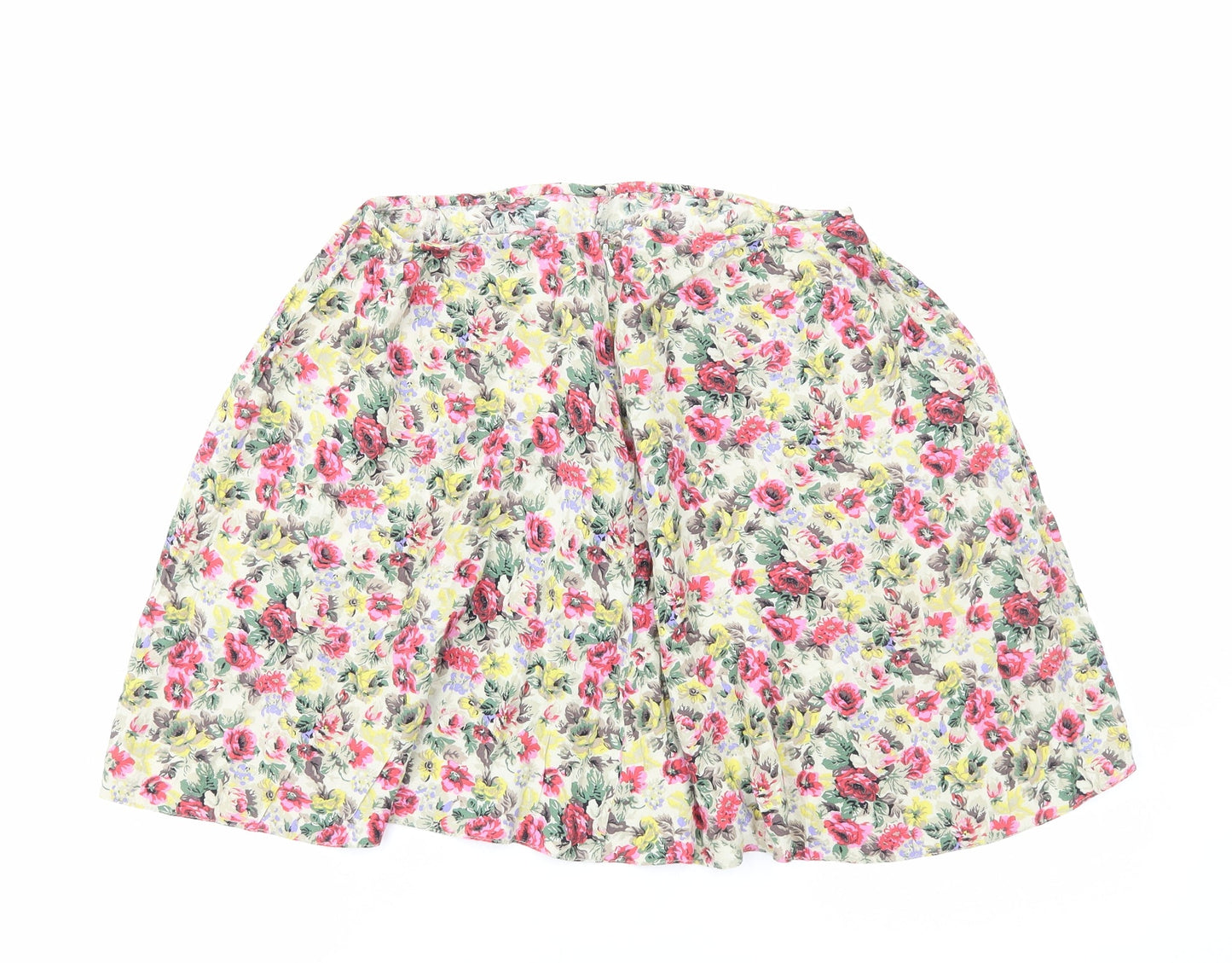 Preworn Womens Multicoloured Floral Viscose Skater Skirt Size M Zip