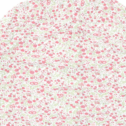 Isle Essentials Womens Pink Floral Viscose Basic Button-Up Size 16 V-Neck