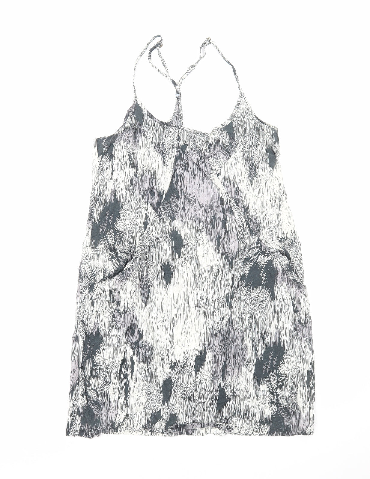 Preworn Womens Grey Tie Dye Viscose Tank Dress Size S Scoop Neck Pullover
