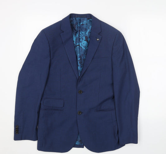 Preworn Mens Blue Polyester Jacket Blazer Size 36