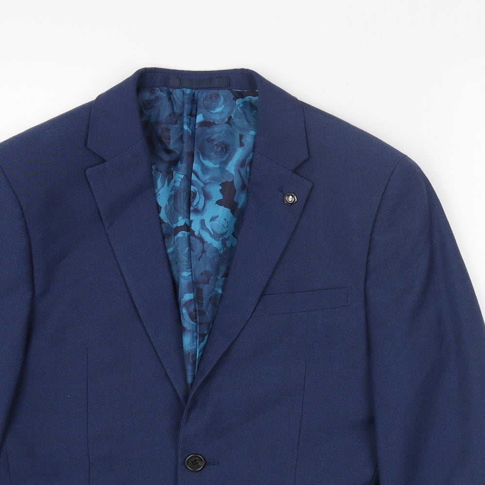 Preworn Mens Blue Polyester Jacket Blazer Size 36
