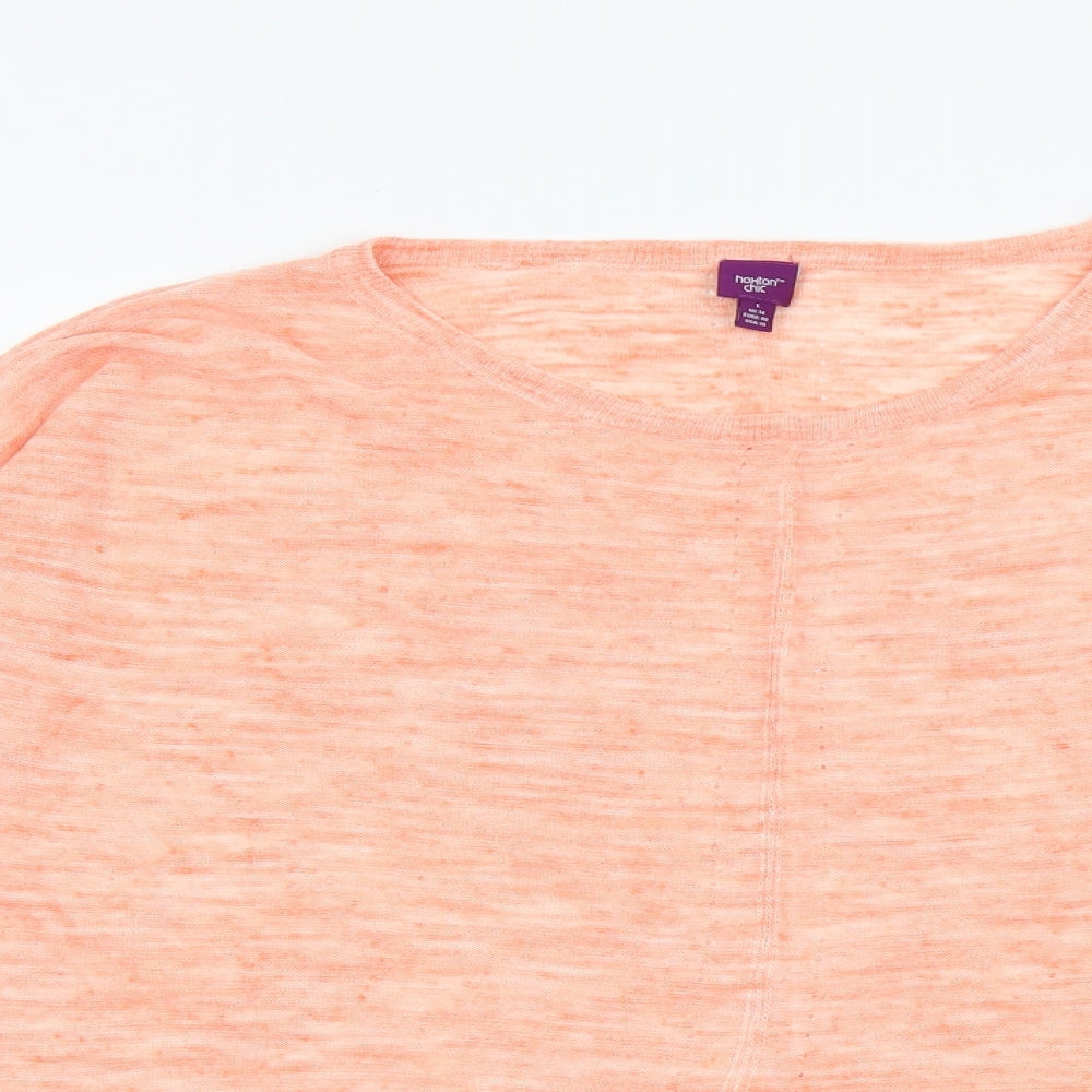 Hoxton Chic Womens Orange Round Neck Acrylic Pullover Jumper Size L