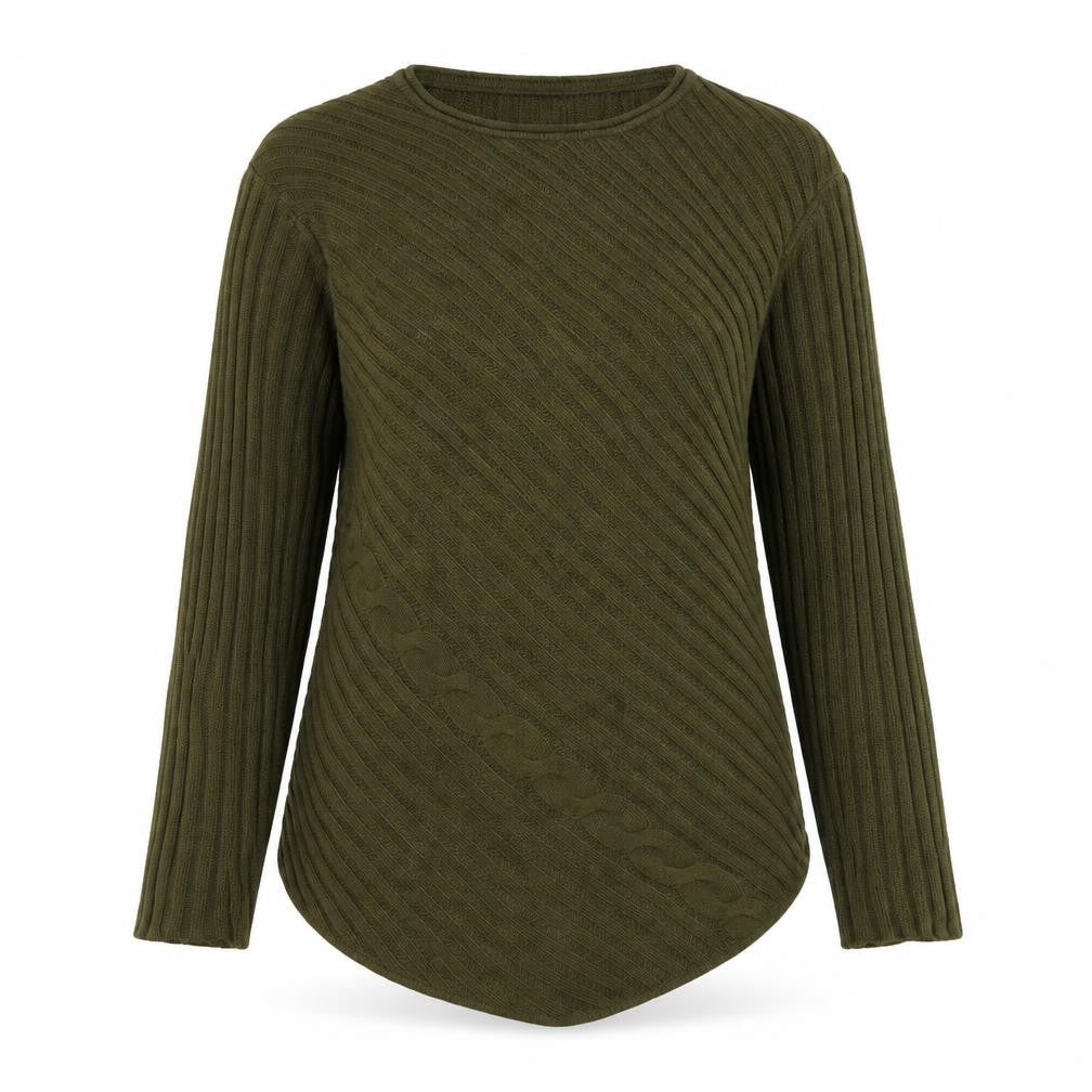 ELVI Womens Green Round Neck Cotton Pullover Jumper Size M