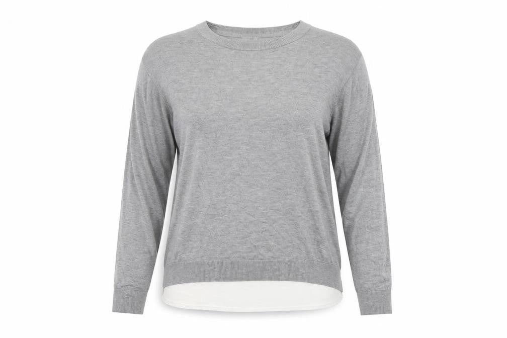 Topshop Womens Grey Round Neck Herringbone Polyester Pullover Jumper Size 12