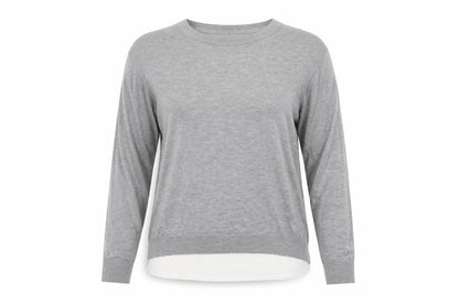 Topshop Womens Grey Round Neck Herringbone Polyester Pullover Jumper Size 12