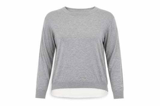Topshop Womens Grey Round Neck Herringbone Polyester Pullover Jumper Size 12