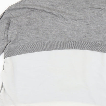 Topshop Womens Grey Round Neck Herringbone Polyester Pullover Jumper Size 12
