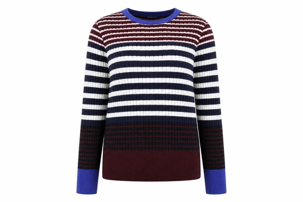 Warehouse Womens Multicoloured Round Neck Striped Viscose Pullover Jumper Size 12