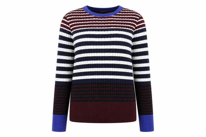 Warehouse Womens Multicoloured Round Neck Striped Viscose Pullover Jumper Size 12
