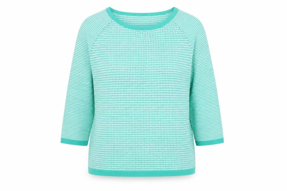 Per Una Womens Green Round Neck Striped Acrylic Pullover Jumper Size 14