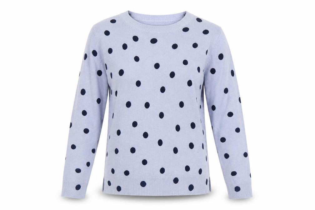 Marks & Spencer Womens Blue Roll Neck Polka Dot Acrylic Pullover Jumper Size 12