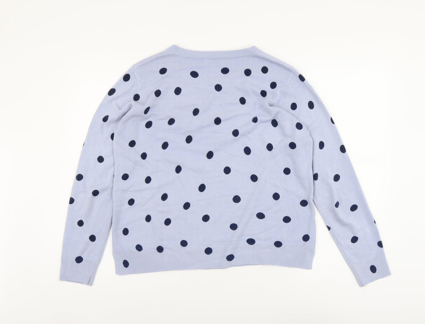 Marks and Spencer Womens Blue Roll Neck Polka Dot Acrylic Pullover Jumper Size 12