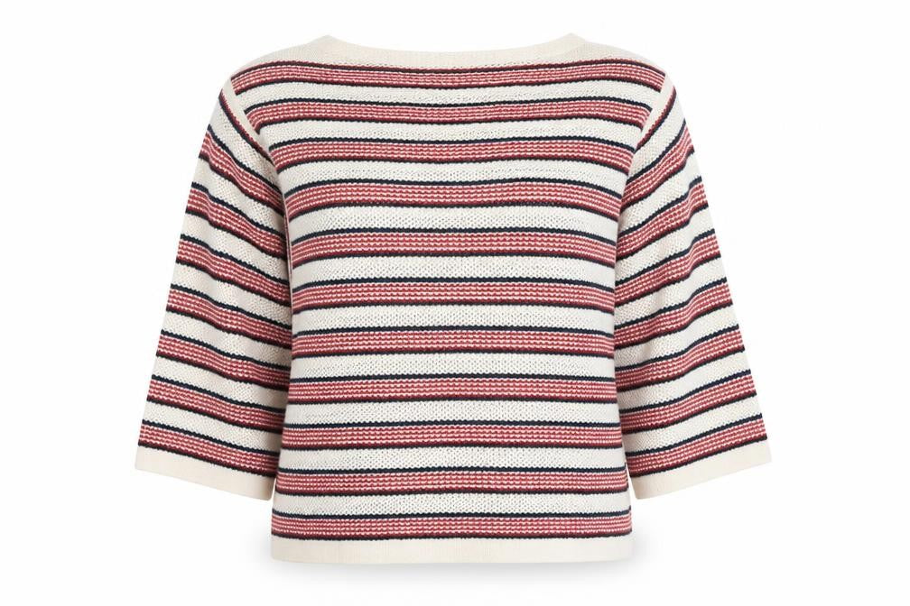 Paris Atelier Womens Multicoloured Round Neck Striped Cotton Pullover Jumper Size S
