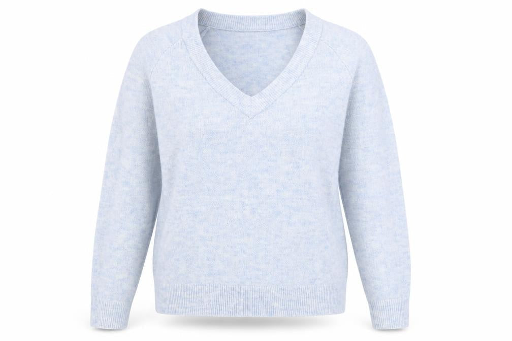 H&M Womens Silver V-Neck Acrylic Pullover Jumper Size S