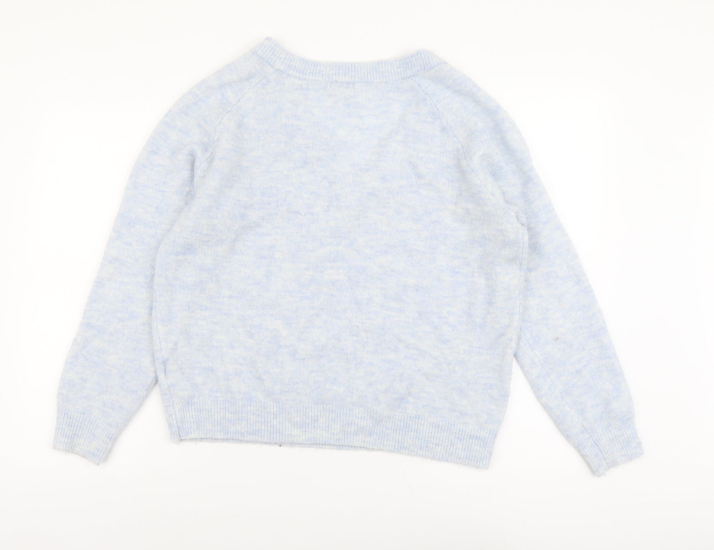 H&M Womens Silver V-Neck Acrylic Pullover Jumper Size S