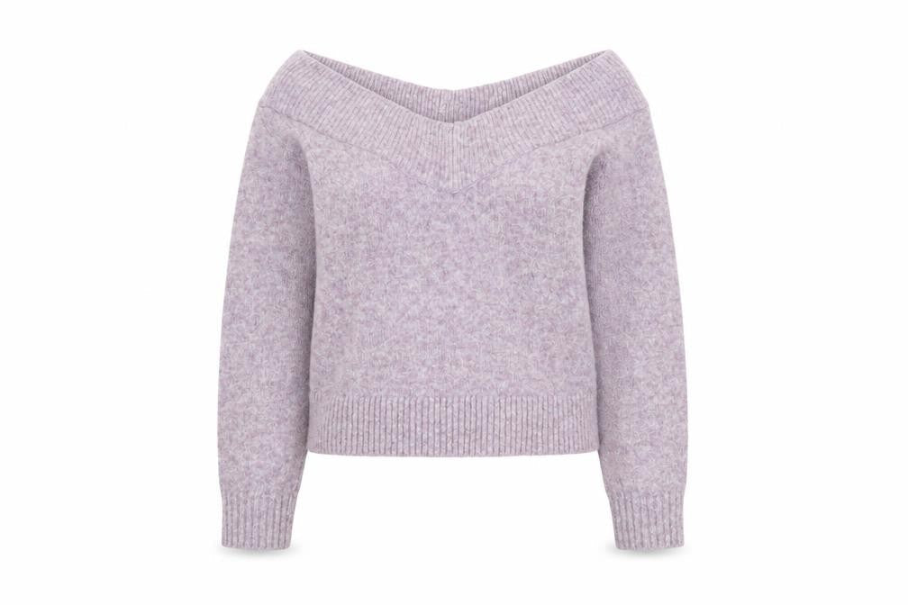 H&M Womens Purple V-Neck Acrylic Pullover Jumper Size XS