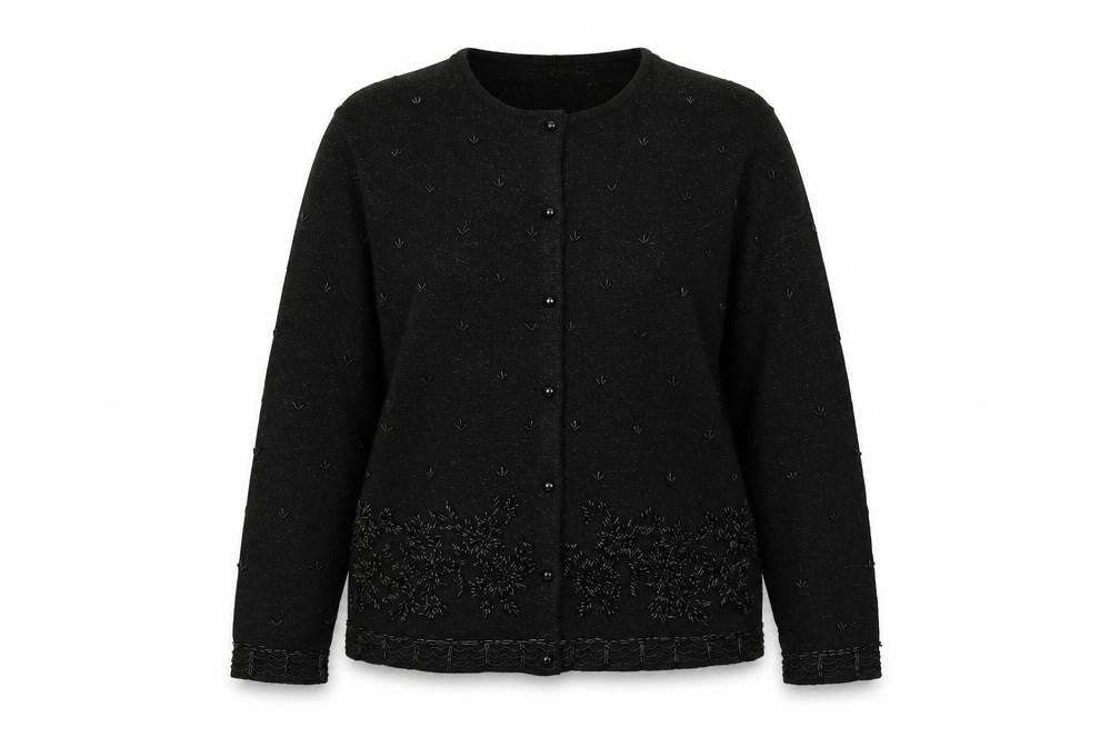 Jumper Womens Black Round Neck Acrylic Cardigan Jumper Size M