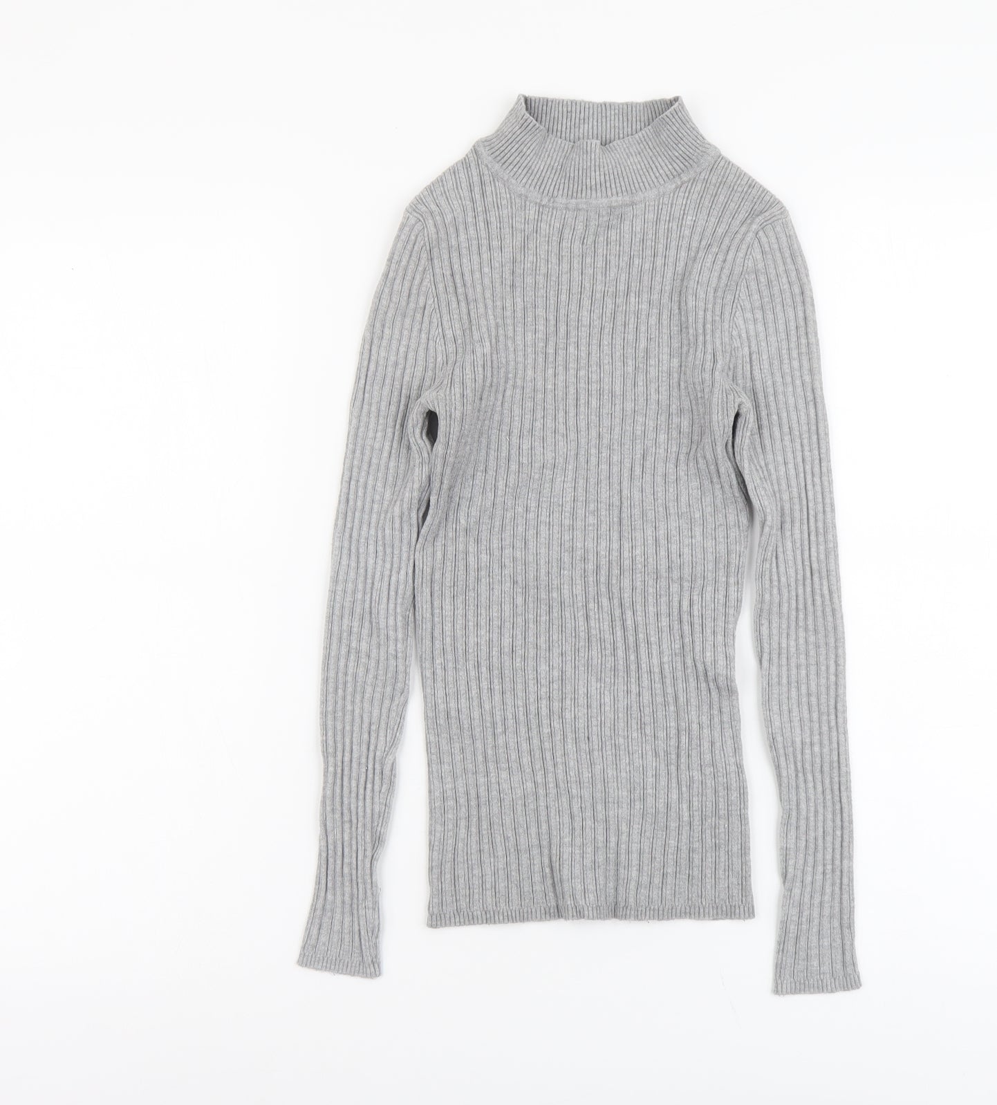 Atmosphere Womens Grey Mock Neck Viscose Pullover Jumper Size 12