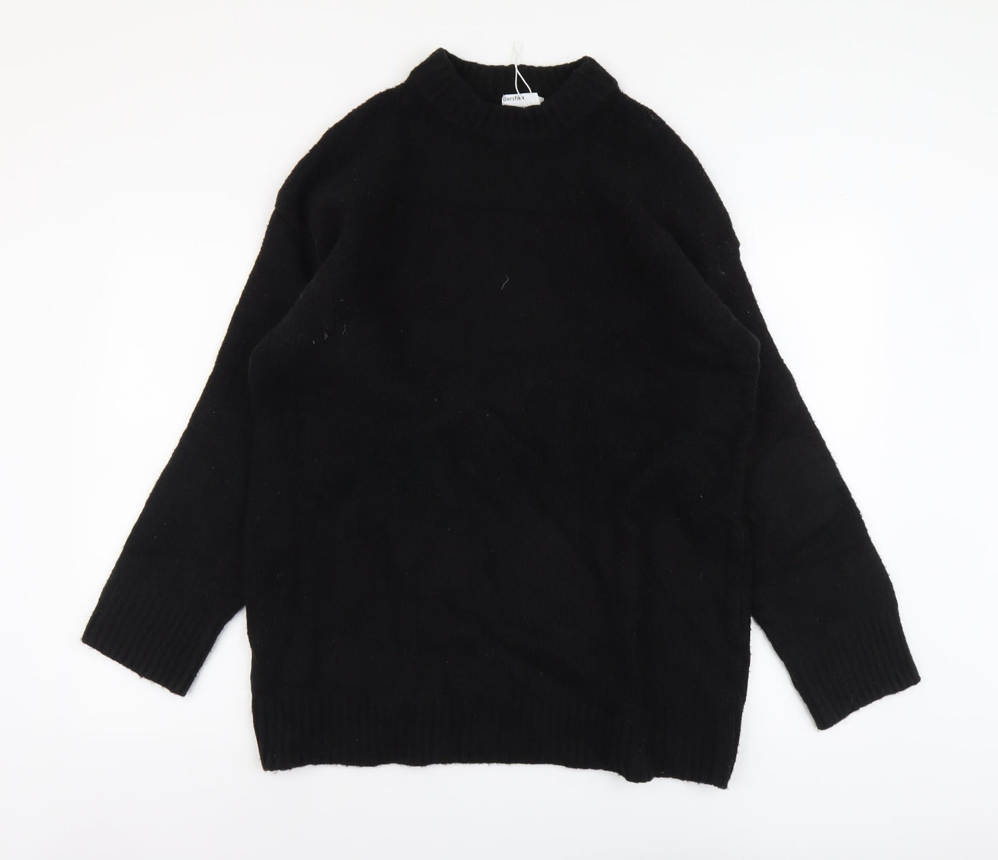 Bershka Womens Black Mock Neck Acrylic Pullover Jumper Size XS