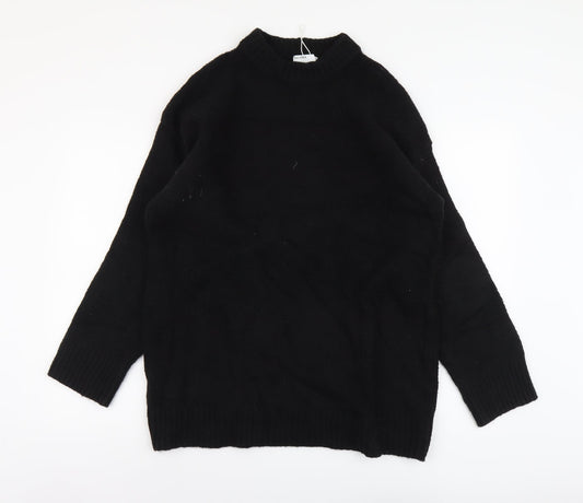Bershka Womens Black Mock Neck Acrylic Pullover Jumper Size XS