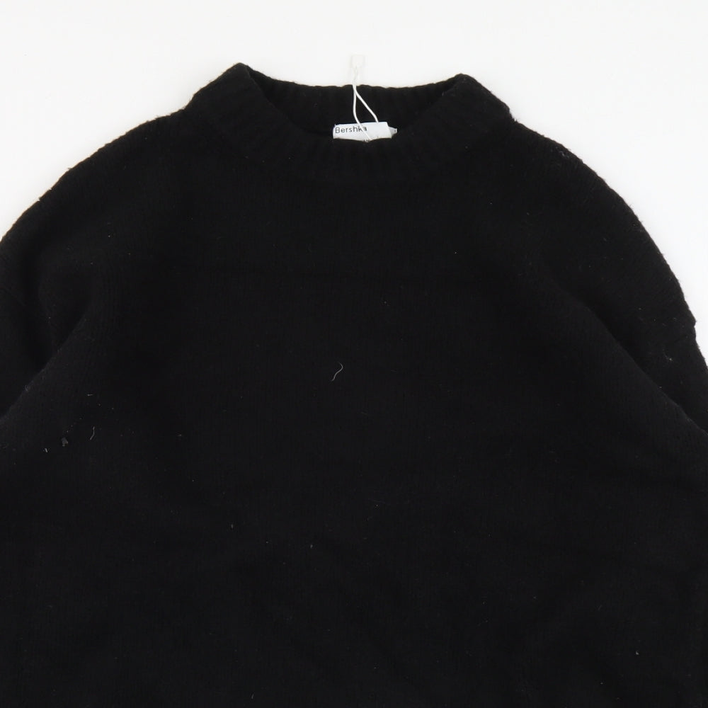 Bershka Womens Black Mock Neck Acrylic Pullover Jumper Size XS