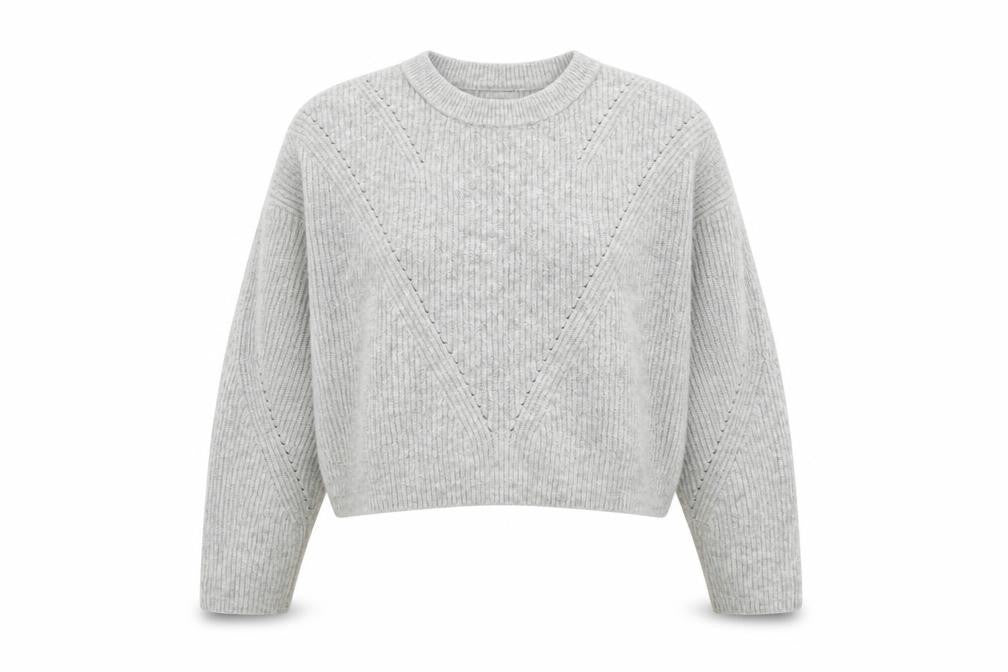 Topshop Womens Grey Round Neck Acrylic Pullover Jumper Size M - Cropped