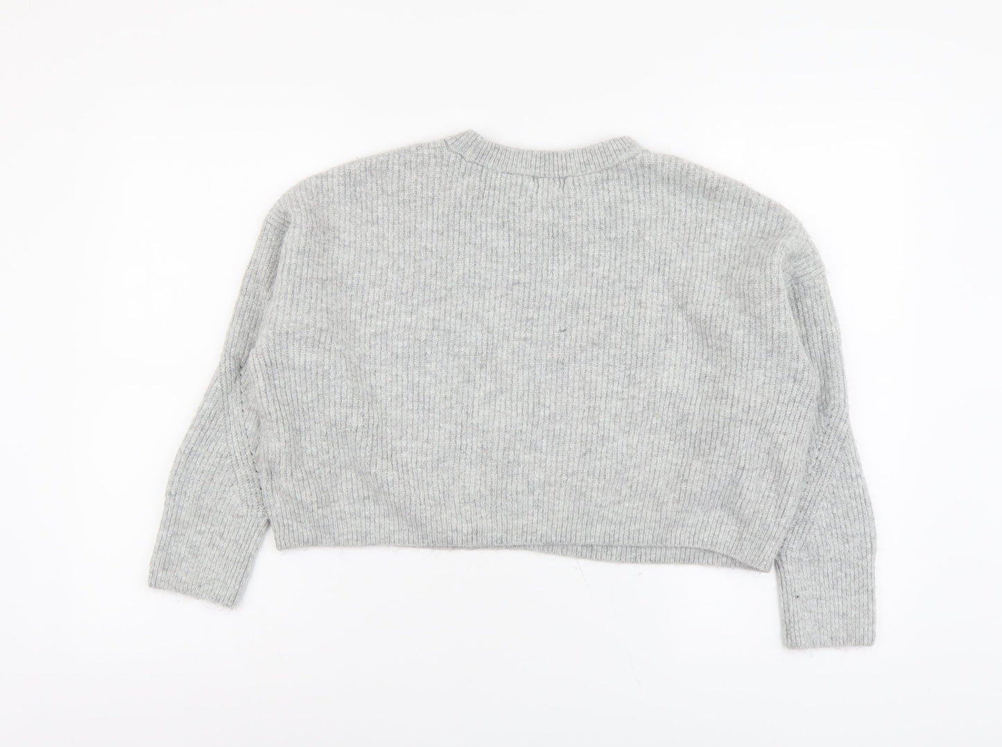 Topshop Womens Grey Round Neck Acrylic Pullover Jumper Size M - Cropped
