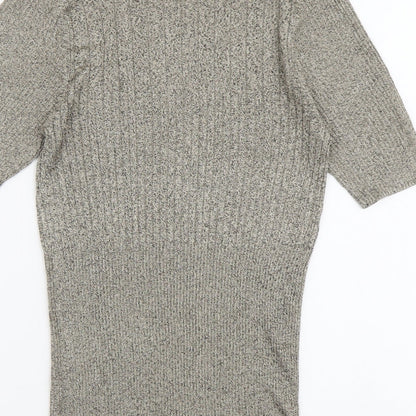Next Womens Gold Round Neck Polyester Pullover Jumper Size 10