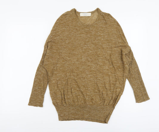 Zara Womens Brown Round Neck Acrylic Pullover Jumper Size S