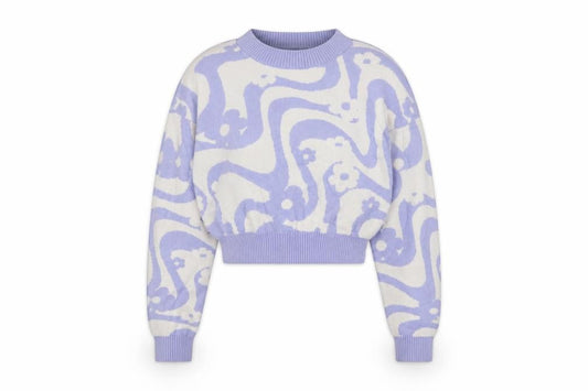 Hollister Womens Purple Round Neck Geometric Cotton Pullover Jumper Size 2XS
