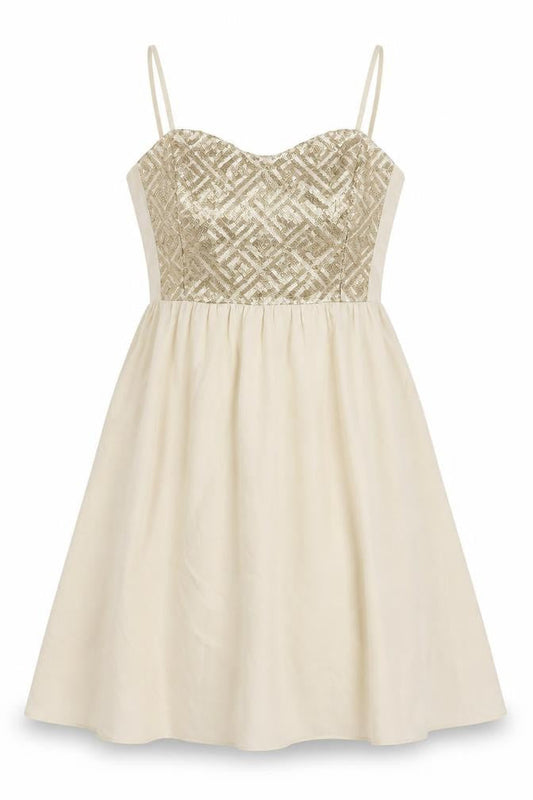 H&M Womens Ivory Polyester Fit & Flare Size 12 Sweetheart Zip