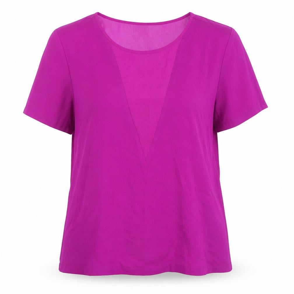 Warehouse Womens Purple Polyester Basic T-Shirt Size 10 Round Neck