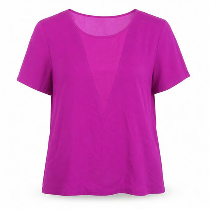 Warehouse Womens Purple Polyester Basic T-Shirt Size 10 Round Neck