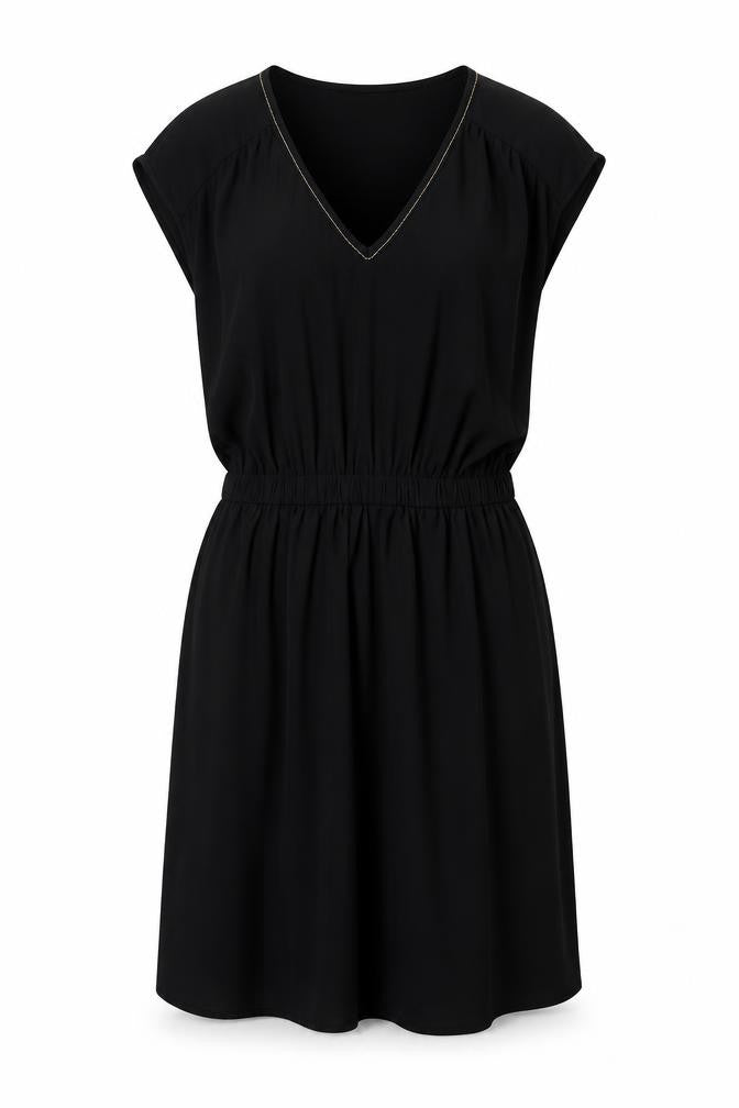 H&M Womens Black Polyester Fit & Flare Size 6 V-Neck Pullover
