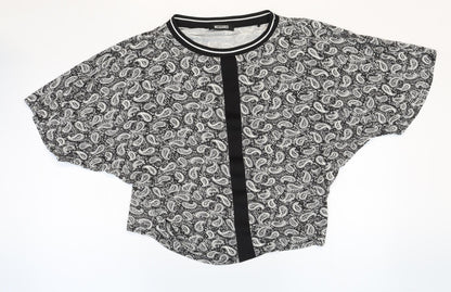 Missguided Womens Multicoloured Paisley Viscose Basic Blouse Size 8 Scoop Neck
