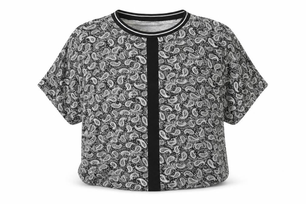 Missguided Womens Multicoloured Paisley Viscose Basic Blouse Size 8 Scoop Neck